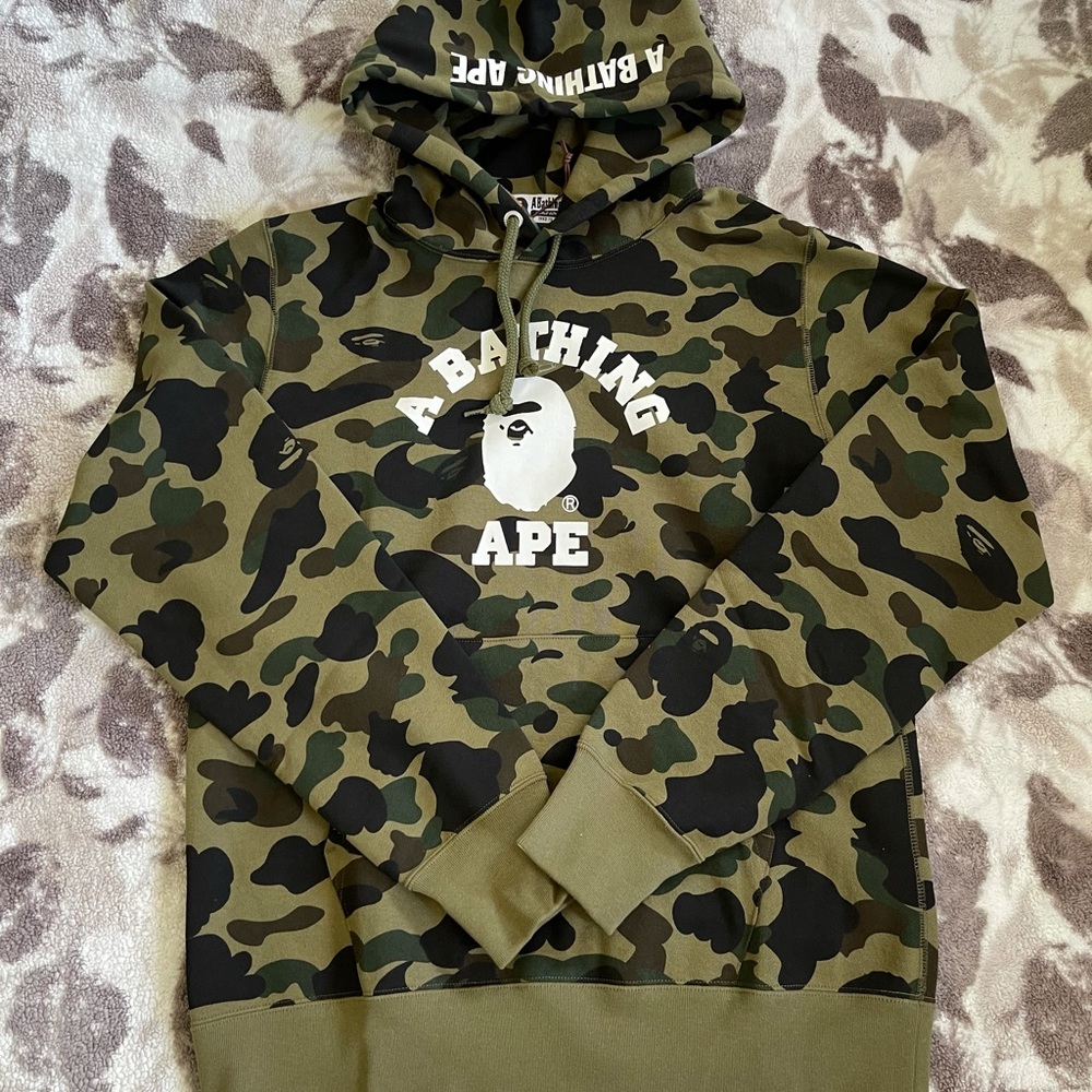 Bape 1st Camo College Logo Pullover Hoodie